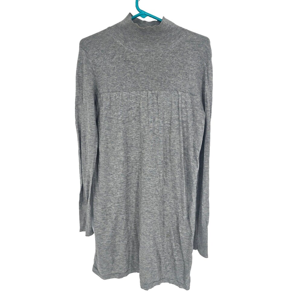 Banana Republic Size Medium Mini Dress Gray Silk Wool Turtleneck
